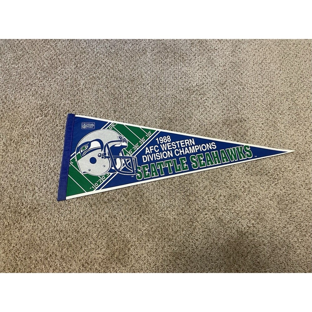 Vintage 1988 Seattle Seahawks AFC Division Champions Pennant NFL FOOTBALL